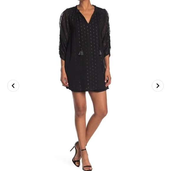 NSR Metallic Dot Ruched Sleeve Shift Dress Size S. - Picture 4 of 8